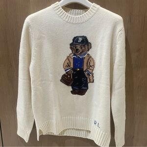 Ralph Lauren Cream Crewneck Sweater with Polo Bear Patch